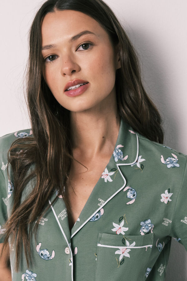 Women'secret Pijama camiseiro capri Stitch verde caqui