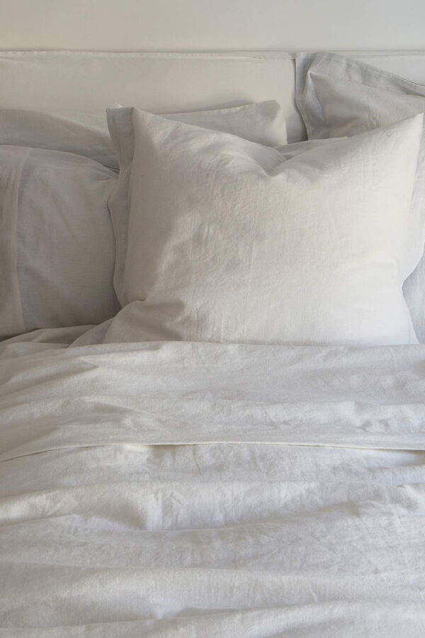 Textura S&aacute;bana lino algod&oacute;n. Cama 150-160cm. blanco