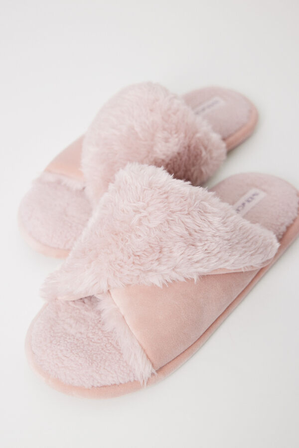 Women'secret Zapatillas abiertas casa pelito rosa rosa