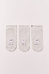 Women'secret Pack 3 meias curtas estampadas Peanuts cinzento
