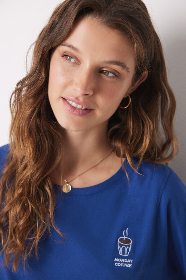 Women'secret Camiseta manga corta 100% algod&oacute;n azul estampado