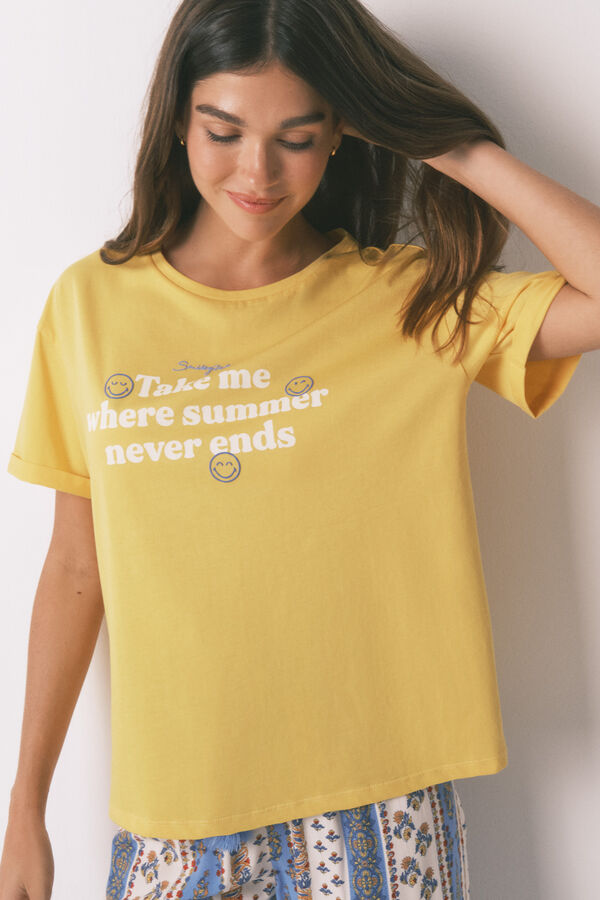 Women'secret Camiseta SmileyWorld&reg; amarillo 100% algod&oacute;n amarillo