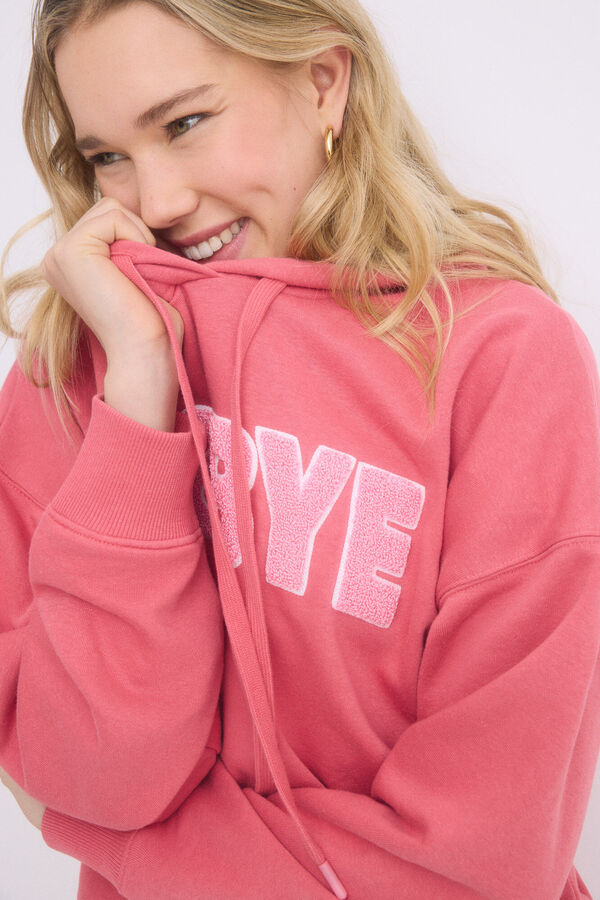 HI&BYE Sweatshirt de capuz rosa de algod&atilde;o rosa