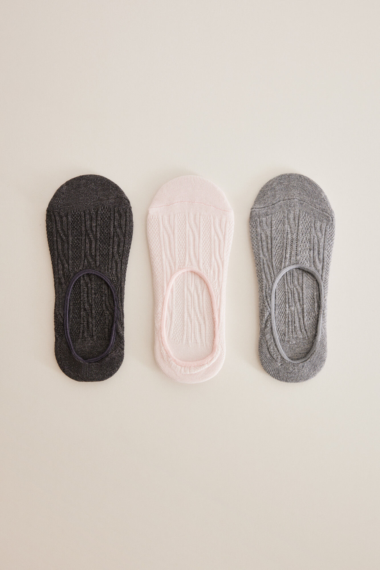 Women'secret Pack 3 meias invis&iacute;veis algod&atilde;o textura
