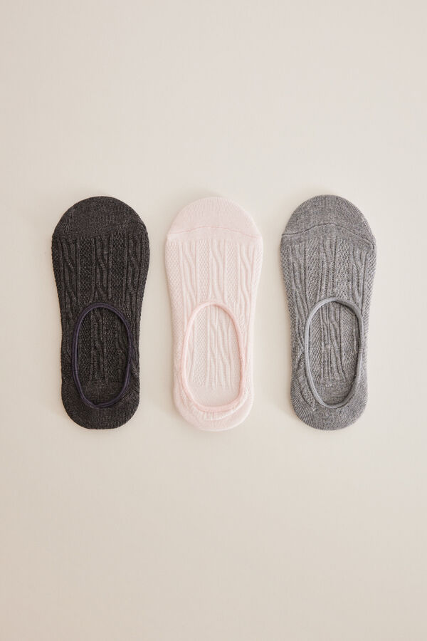 Women'secret Pack 3 meias invis&iacute;veis algod&atilde;o textura estampado