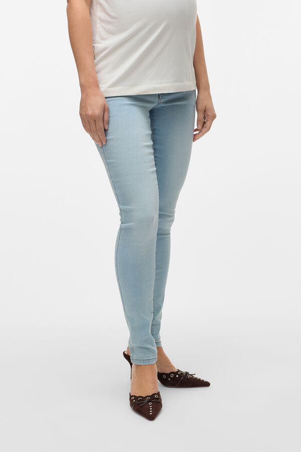 Mamalicious Calça jeans longa maternity azul