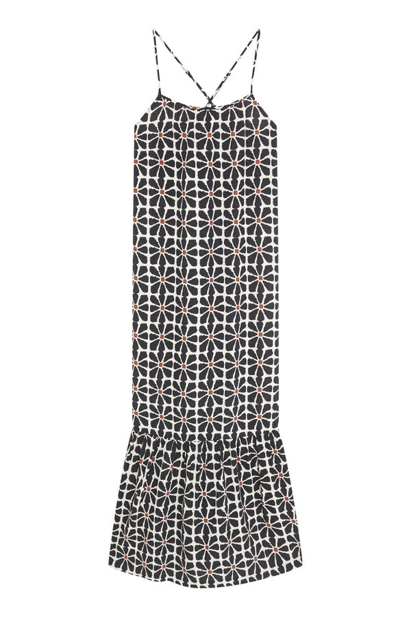 Women'secret Vestido largo tirantes estampado flores negro