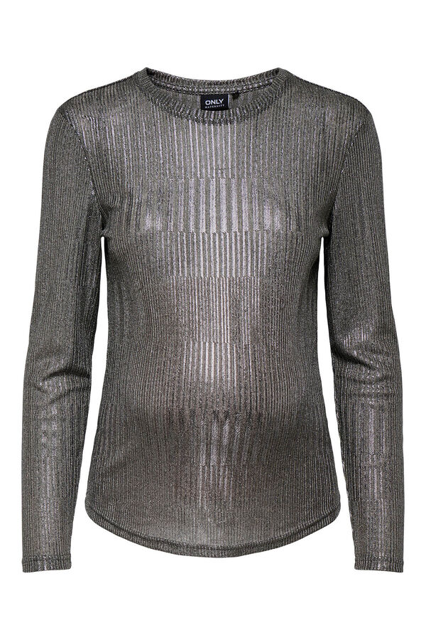 Only Maternity Suéter lurex prateado com gola redonda cinzento