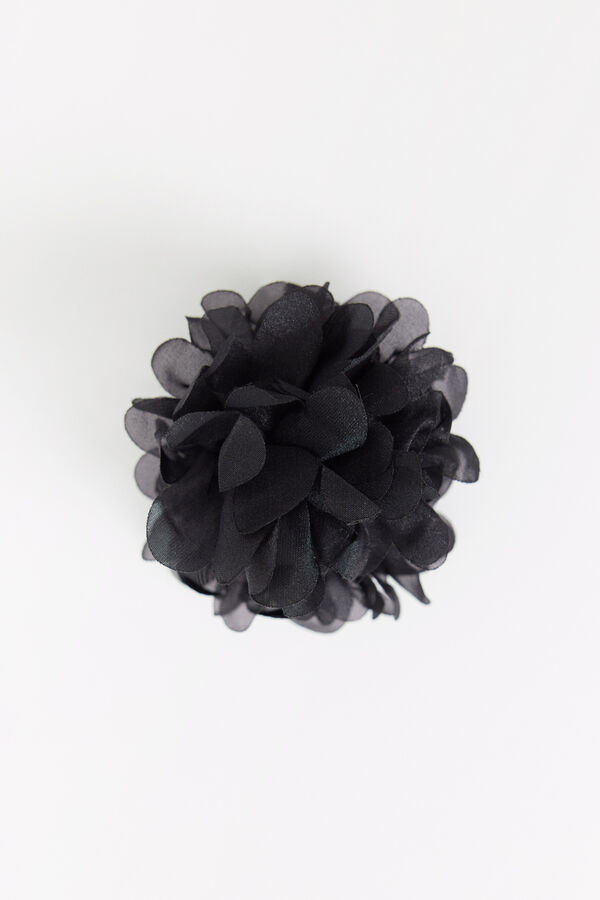 Women'secret Grampo de cabelo flor preta preto