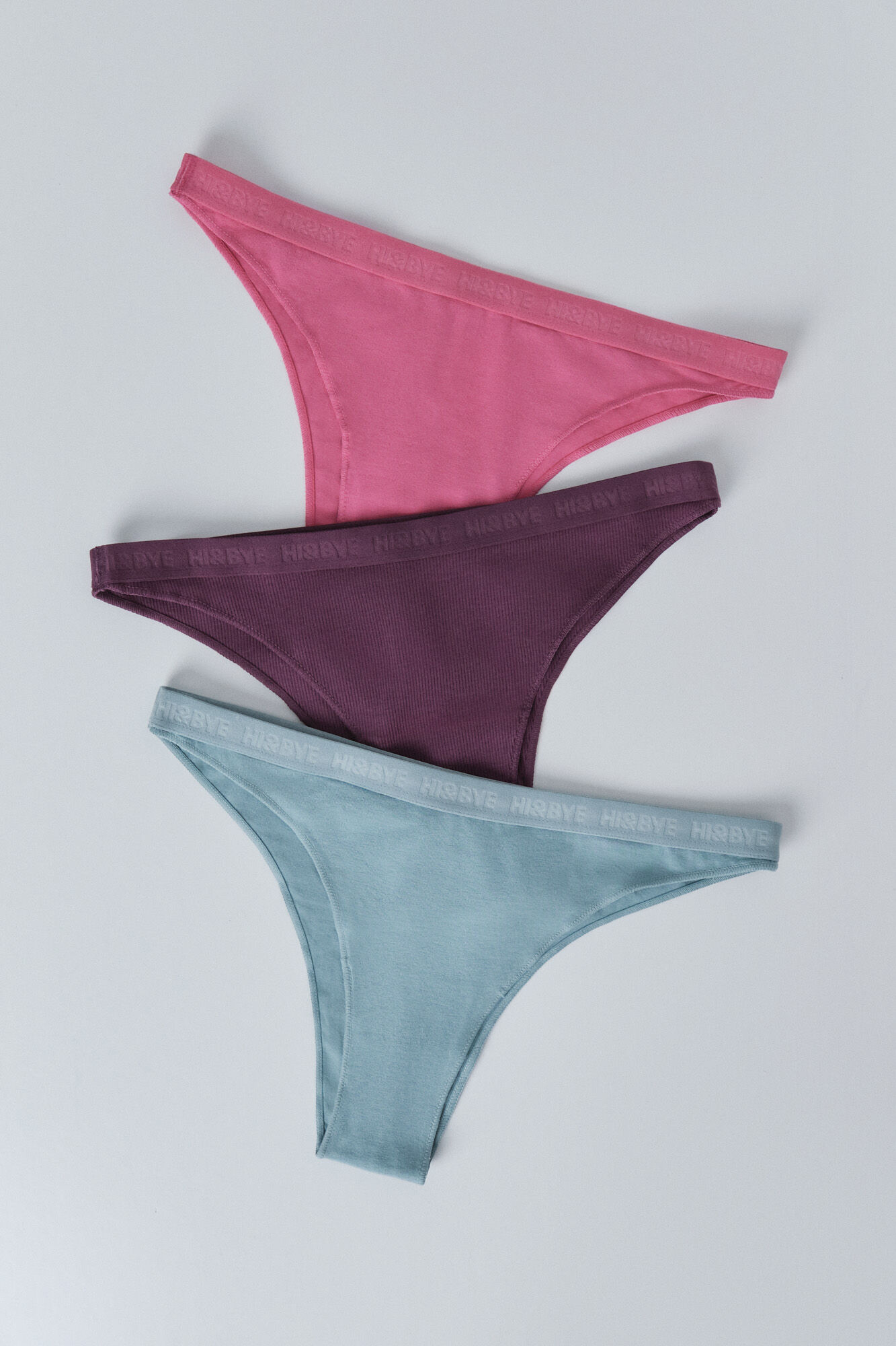 HI&BYE Pacote com 3 cuecas brasileiras nas cores azul, rosa e roxo