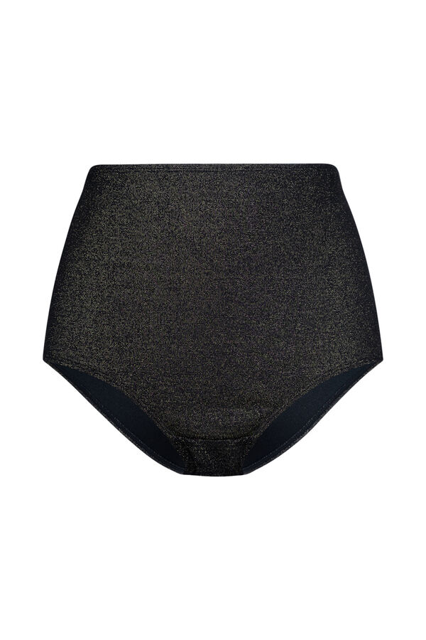 Dorina Calcinha de biquíni midi moldadora preta com glitter preto