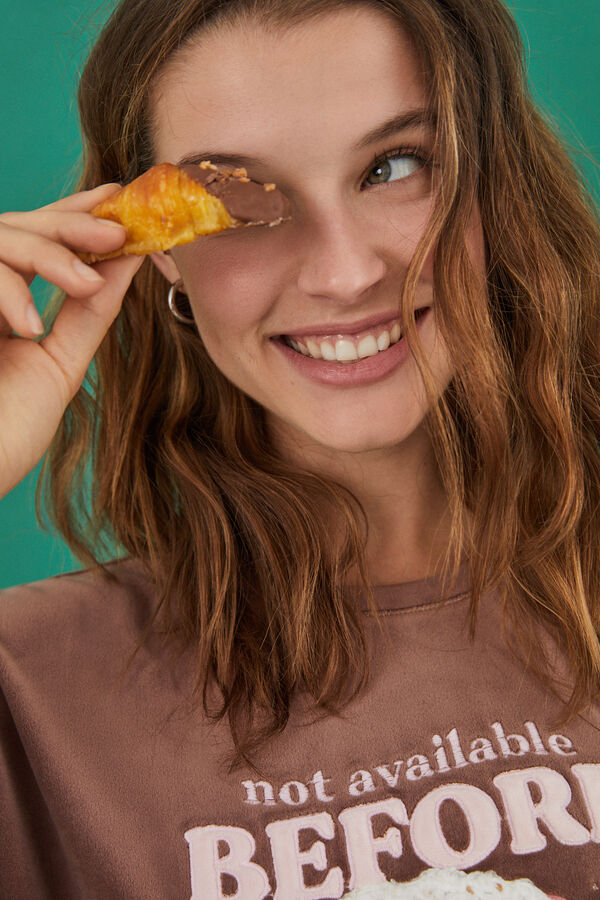 Women'secret Pijama veludo Manolo Bakes cru