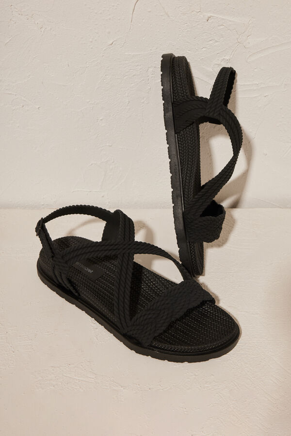 Women'secret Sandalias tiras 100% mojables negro