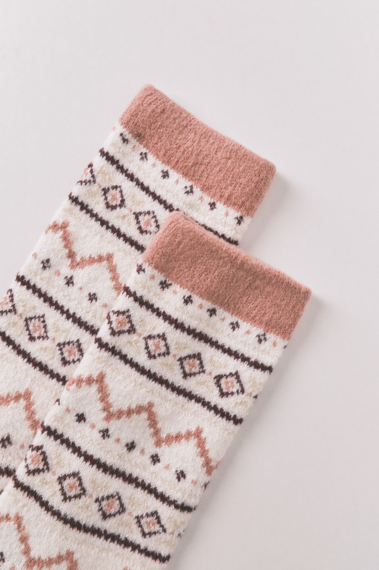 Women'secret Calcetines largos pelo print cenefas rosa