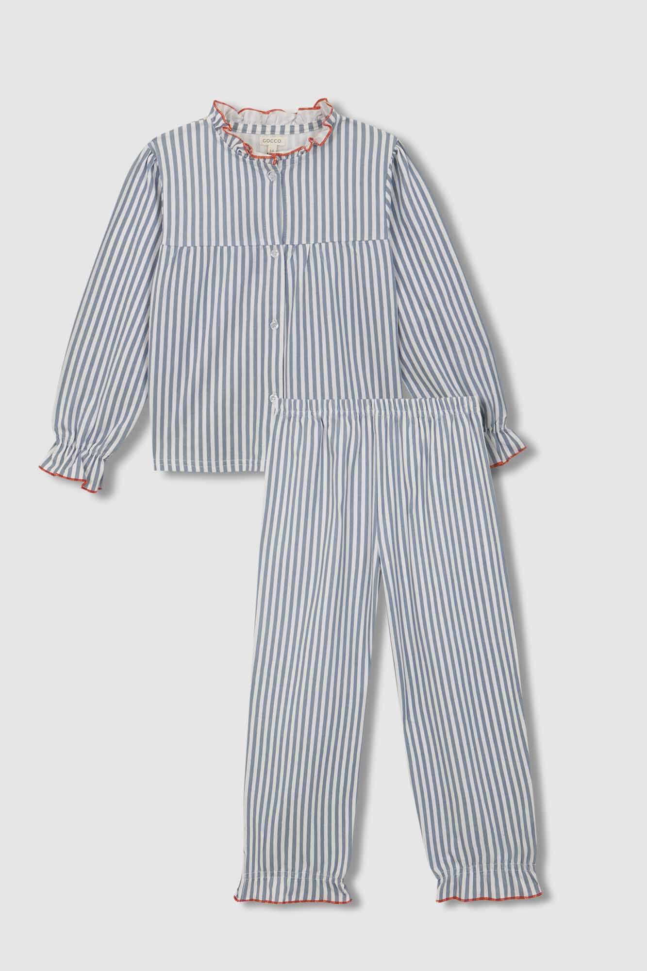 Gocco Pijama de raias com contraste azul