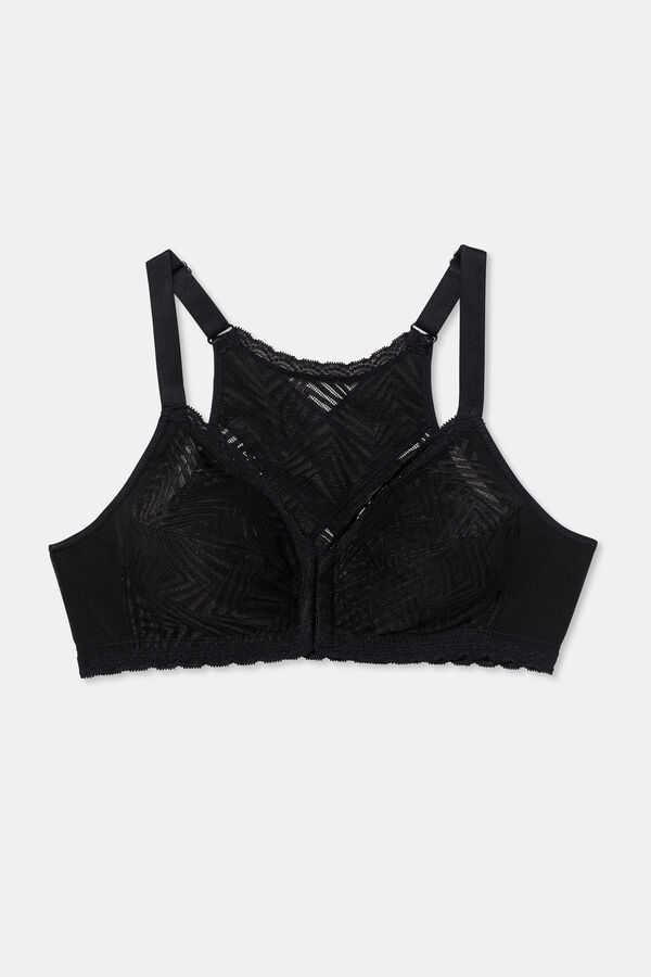 DIM Sujetador negro postural sin aros cierre delantero negro