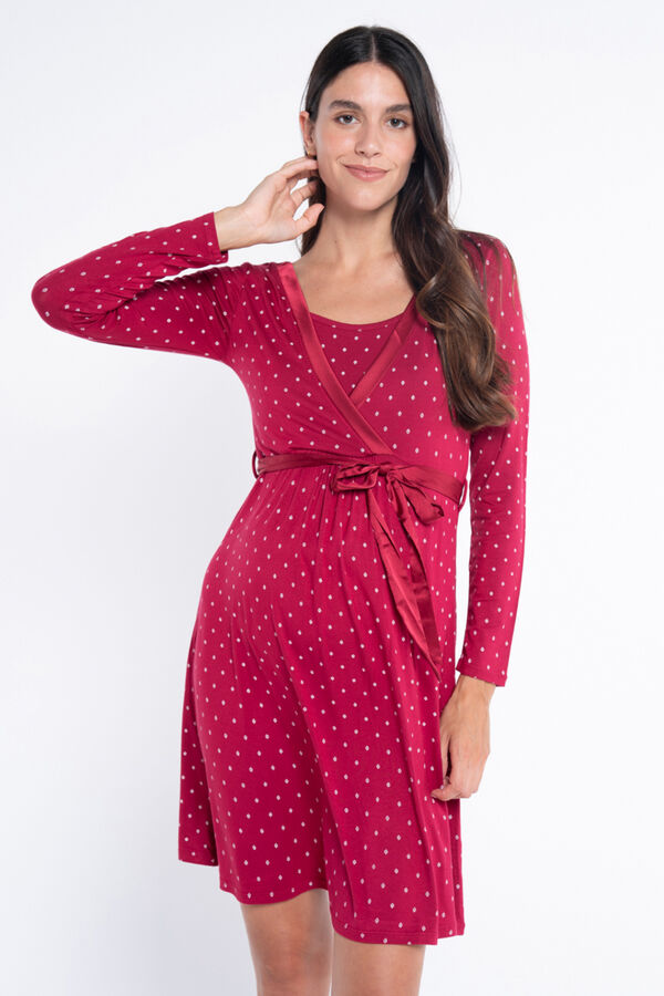 Ohma! Camis&oacute;n lactancia m/l estampado corbater burdeos