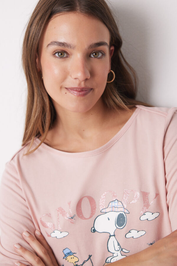 Women'secret Pijama largo 100% algod&oacute;n rosa Snoopy rosa
