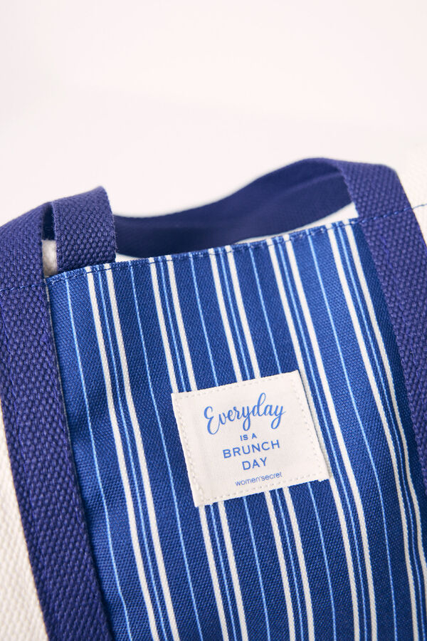 Women'secret Bolsa grande de lona azul marinho azul