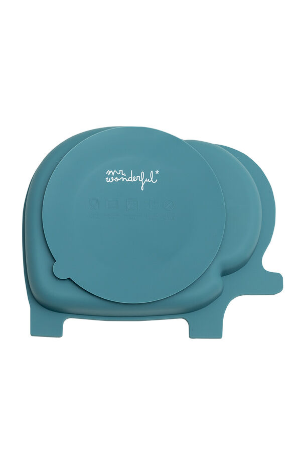 Mr. Wonderful Prato bebê de silicone com ventosa - Elefante azul estampado