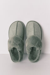 Women'secret Zapatillas casa zueco pelo verde verde