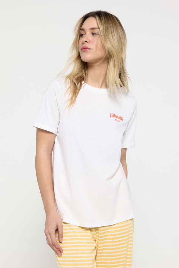 Pieces Camiseta estampado branco