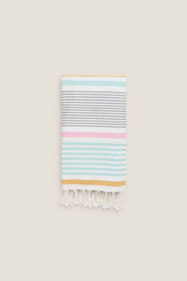 Textura TOALLA PAREO ALGOD&Oacute;N RAYAS vermelho