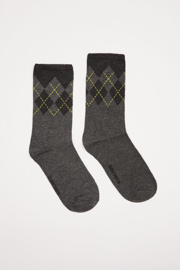 Women'secret Calcetines algod&oacute;n rombos gris gris