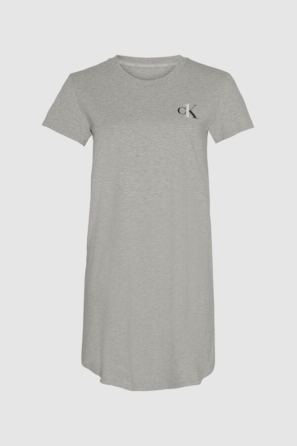 Calvin Klein Camisa de dormir de algodão com logótipo da Calvin Klein cinzento