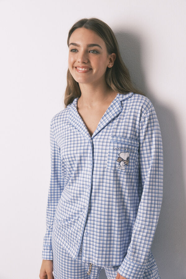 Women'secret Pijama Comprido Snoopy Vichy azul