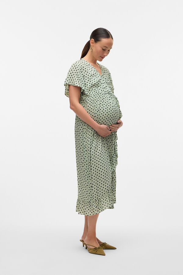 Mamalicious Vestido midi maternity y lactancia verde