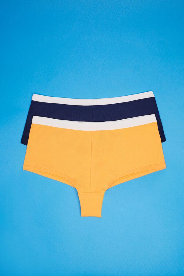 HI&BYE Pack 2 braguitas culotte multicolor: naranja, lila estampado