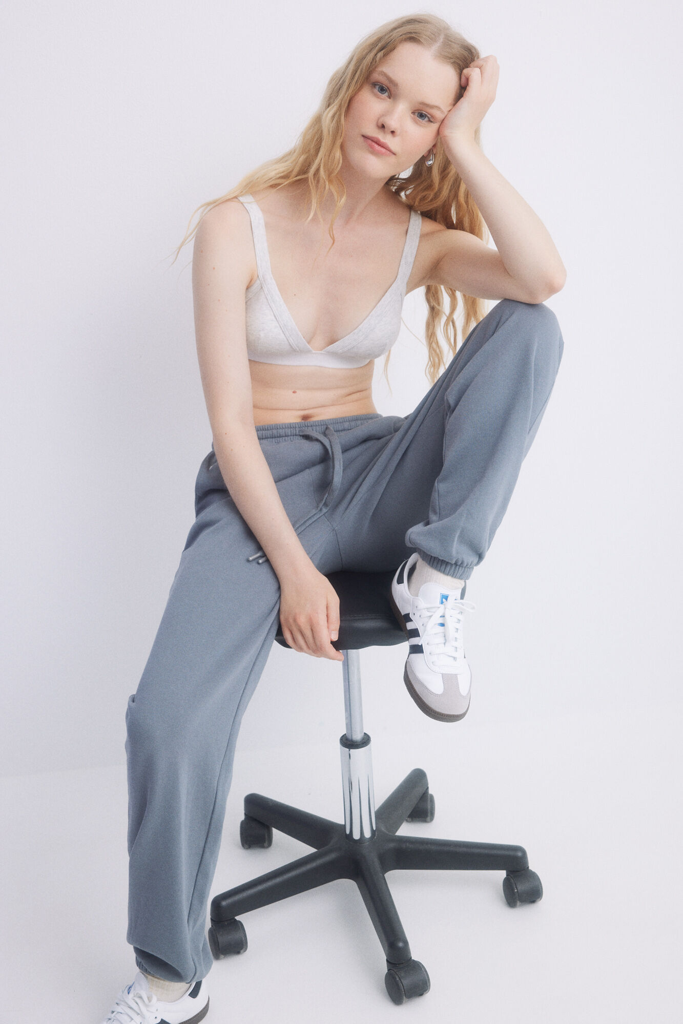 HI&BYE Soutien triangular algod&atilde;o cinzento