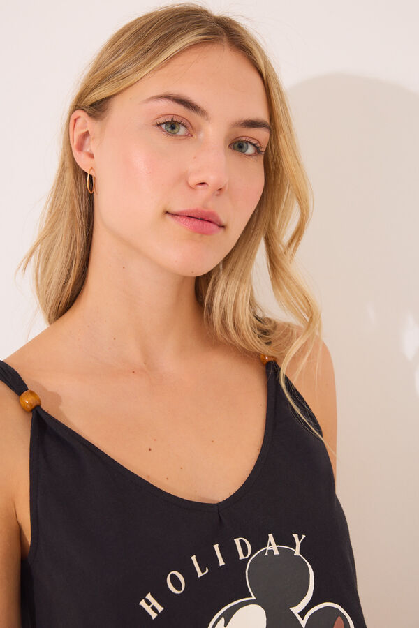 Women'secret Pijama Mickey Mouse com estampa animal preto