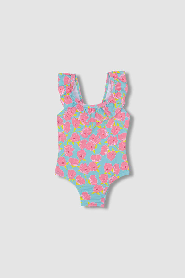 Gocco Fato de banho com estampado floral azul-claro azul