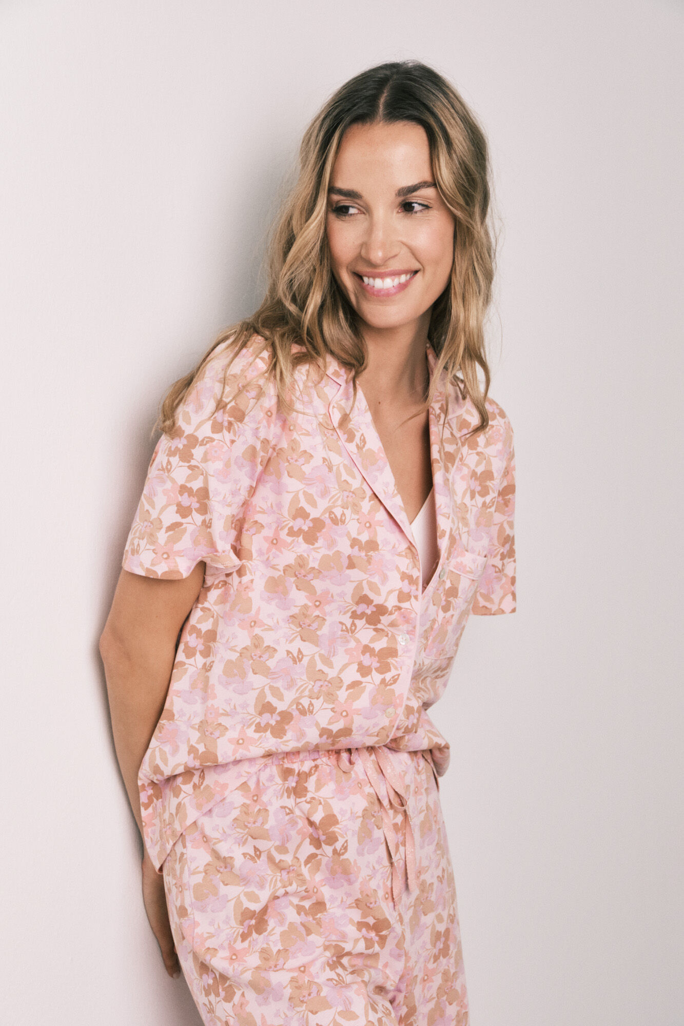 Women'secret Pijama comprido camiseiro em algod&atilde;o laranja