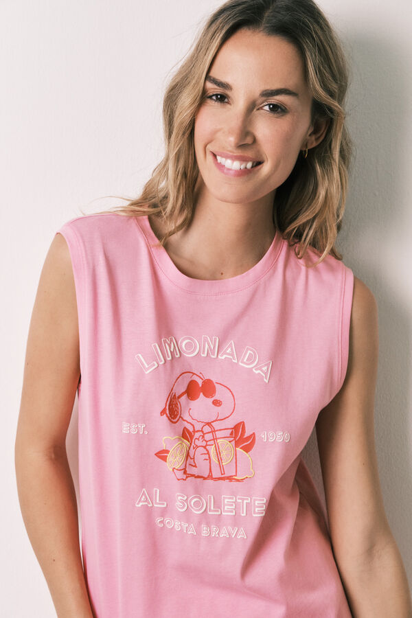 Women'secret Pijama curto em algod&atilde;o Snoopy rosa rosa