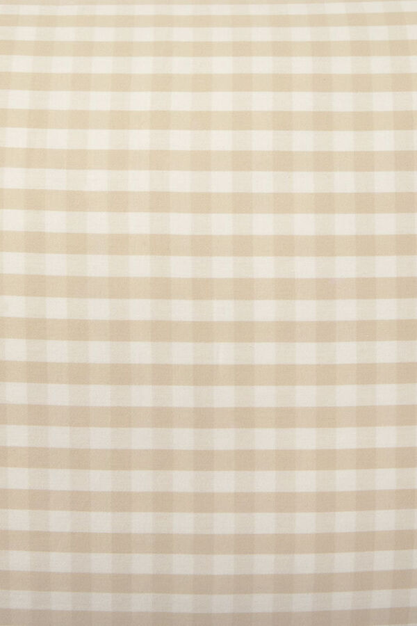 Textura Fronha de cetim de algod&atilde;o com xadrez xadrez bege
