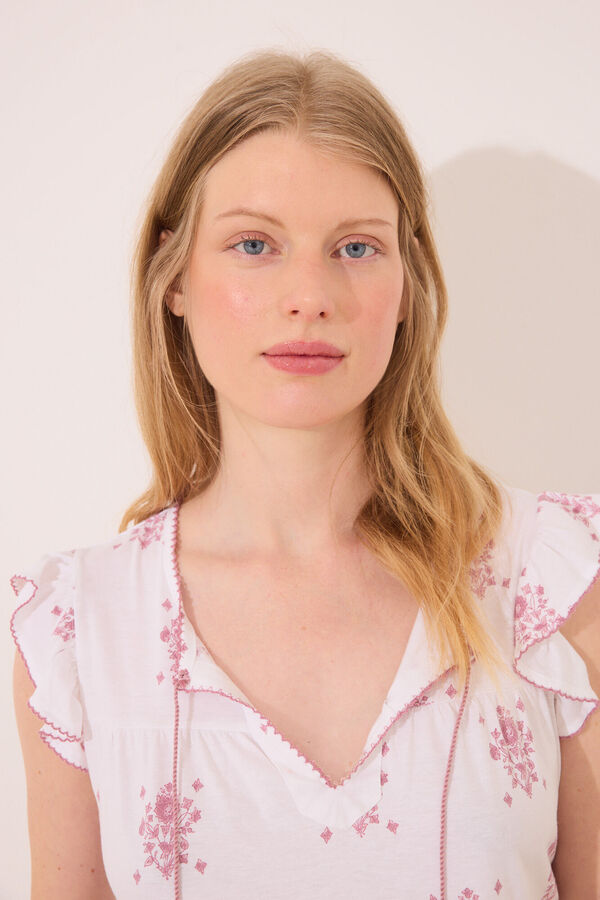 Women'secret Camis&oacute;n corto "maternity" blanco estampado floral marfil