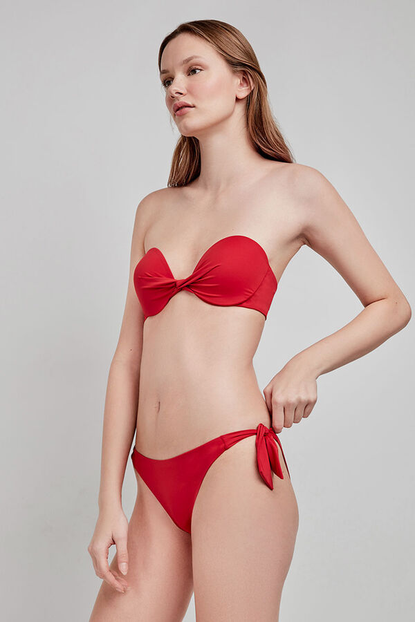 Gisela Cueca de biqu&iacute;ni preta ajust&aacute;vel vermelho