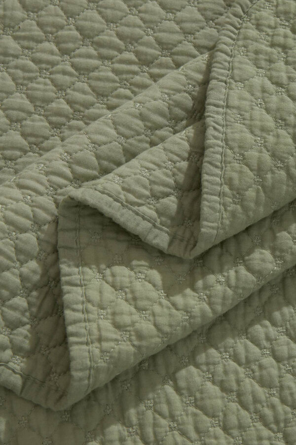 Textura Colcha acolchada algod&oacute;n. Cama 180-200cm. verde