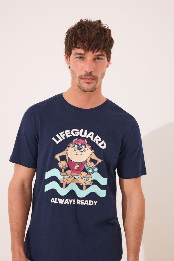 Women'secret Pijama curto azul de algod&atilde;o Taz azul