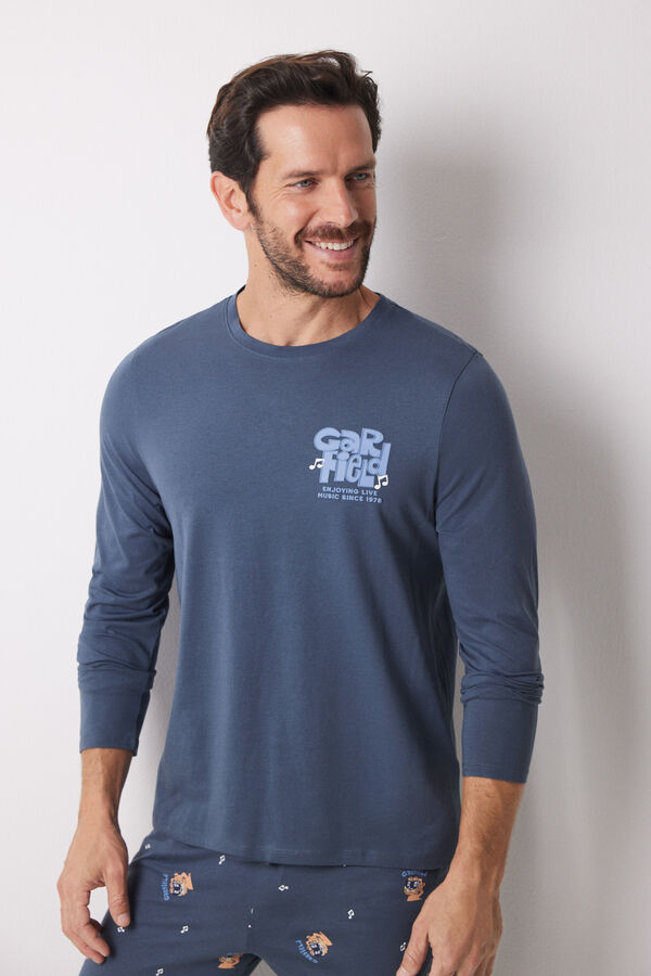 Women'secret Pijama largo hombre 100% algod&oacute;n Garfield azul