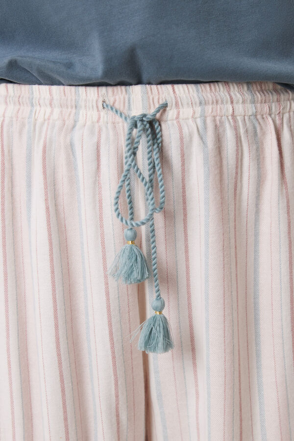 Women'secret Cal&ccedil;a comprida de flanela riscas multicolor estampado