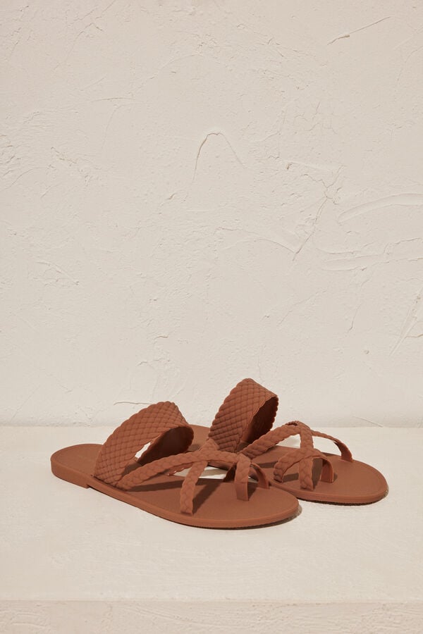 Women'secret Sandalias marrones 100% mojables marr&oacute;n