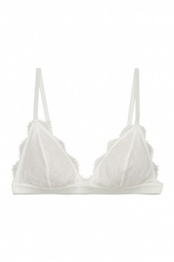 HI&BYE Soutien triangular em renda branco bege