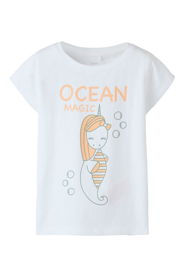 Name it T-shirt de manga curta estampada para menina branco