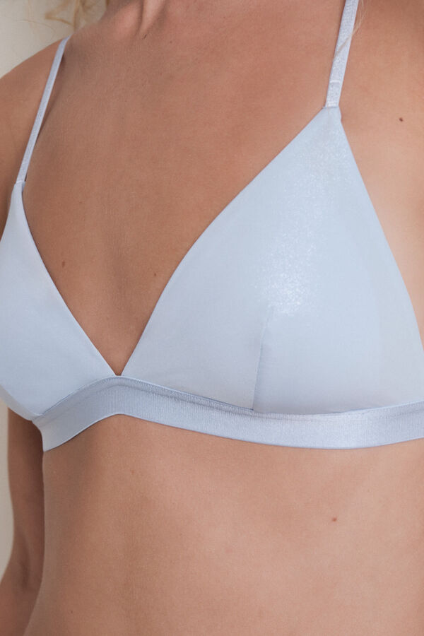 HI&BYE Soutien triangular de microfibra azul claro com glitter azul