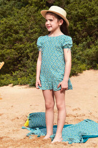 Gocco Vestido manga abullonada con estampado d azul claro