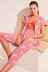 Womensecret Pijama camiseiro Capri estampado rosa estampado